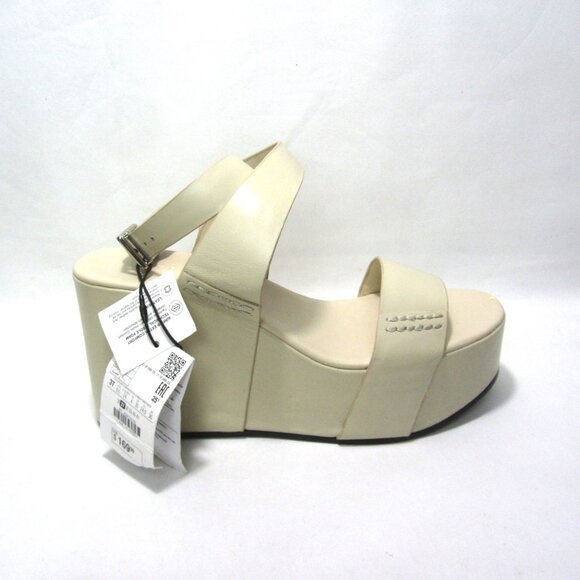 Zara SRPLS Collection NEW Women's Size 6.5 37 Cream Platform Leather Sandals - Picture 7 of 16
